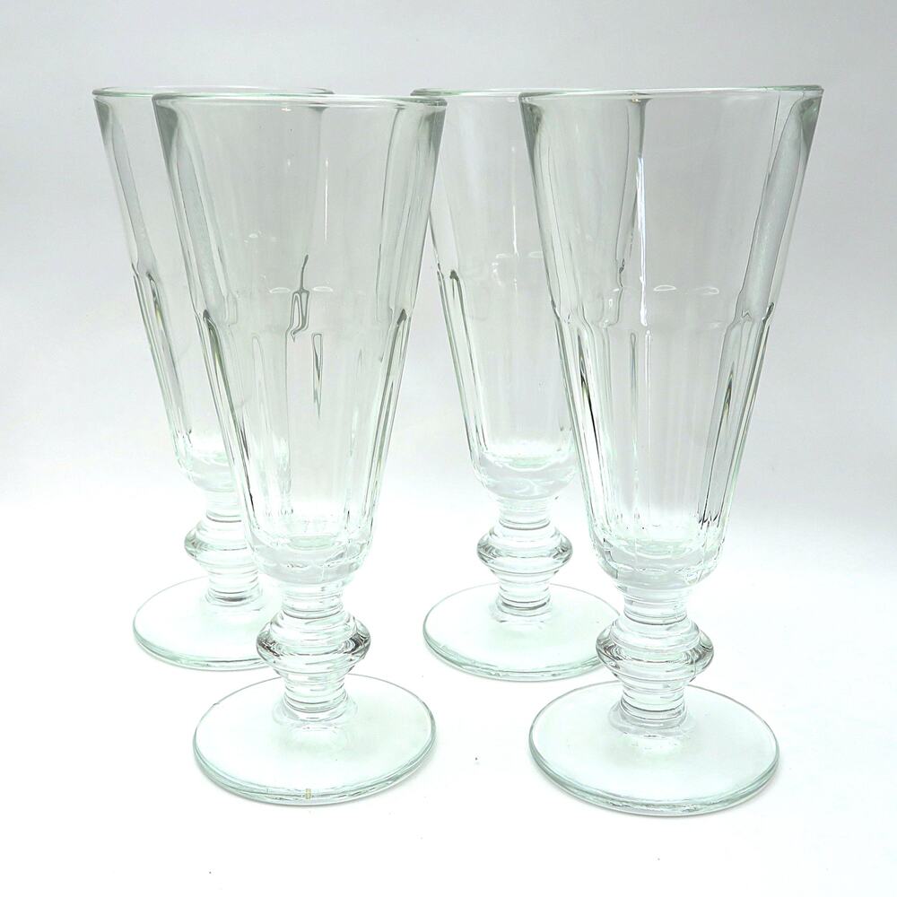 Vintage Footed Small Goblets Clear Glass Dessert Cocktail Flutes Set of 4